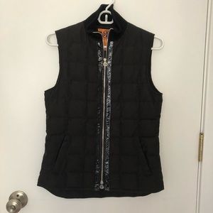 Tory Burch black quilted vest w/ patent zipper. 2